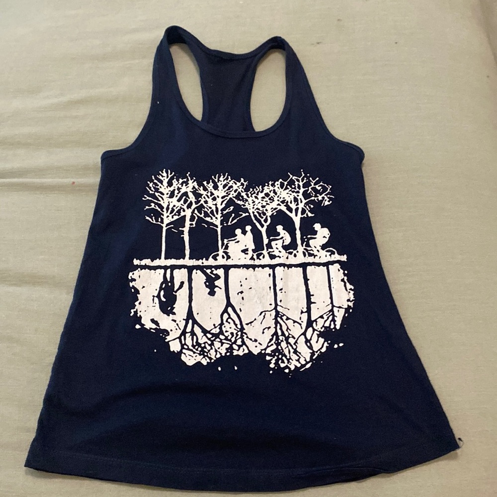 Stranger things, dark blue, fitted tank top.